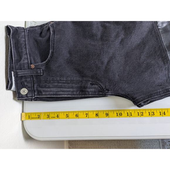 Abercrombie Faux Leather Denim Black Curve Love 90s Straight Jeans Women 25 - Picture 12 of 14